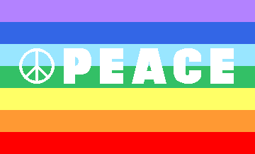 Flag with inscription PEACE, variant #5 (with peace sign)